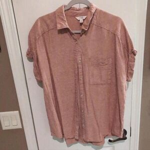 Terra & Sky Casual Button Down Shirt in Terracotta